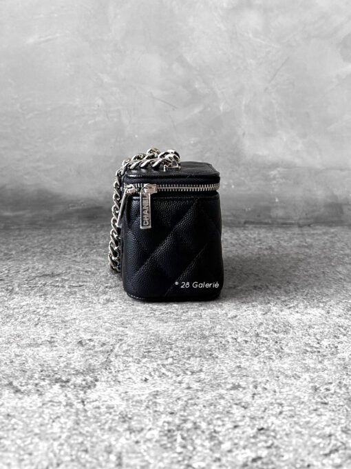 Chanel Micro Black Vanity Square in Caviar Leather and Silver Hardware