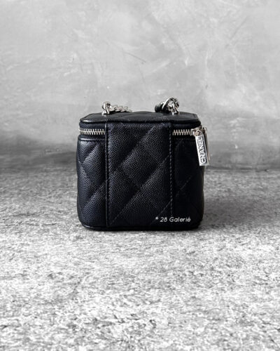 Chanel Micro Black Vanity Square in Caviar Leather and Silver Hardware