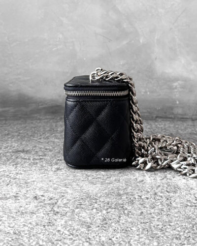 Chanel Micro Black Vanity Square in Caviar Leather and Silver Hardware