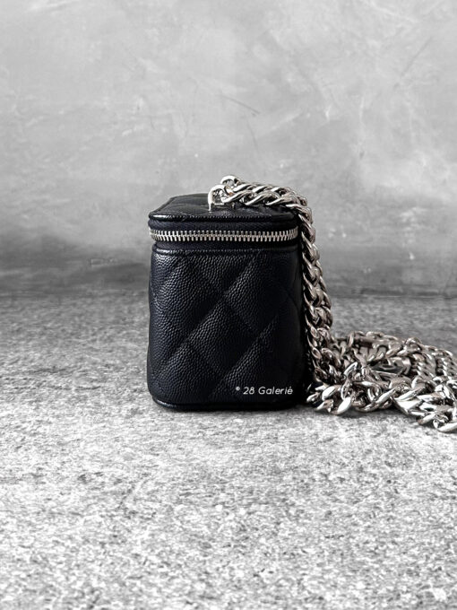 Chanel Micro Black Vanity Square in Caviar Leather and Silver Hardware