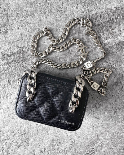 Chanel Micro Black Vanity Square in Caviar Leather and Silver Hardware