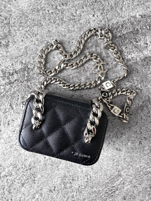 Chanel Micro Black Vanity Square in Caviar Leather and Silver Hardware