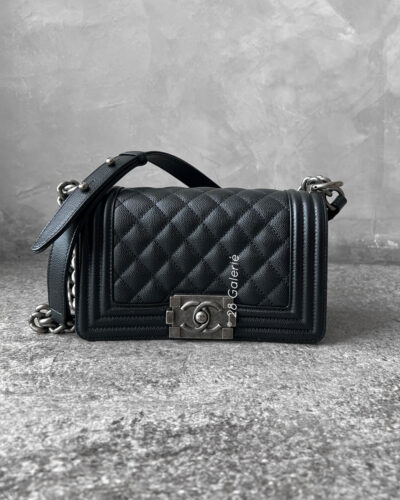 Chanel Small Black Le Boy in Caviar Leather with Aged Silver Hardware