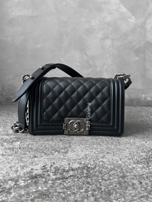 Chanel Small Black Le Boy in Caviar Leather with Aged Silver Hardware