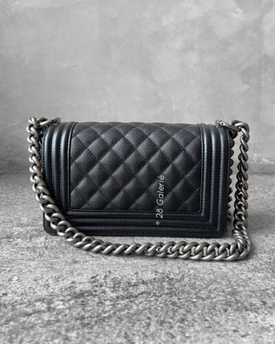 Chanel Small Black Le Boy in Caviar Leather with Aged Silver Hardware