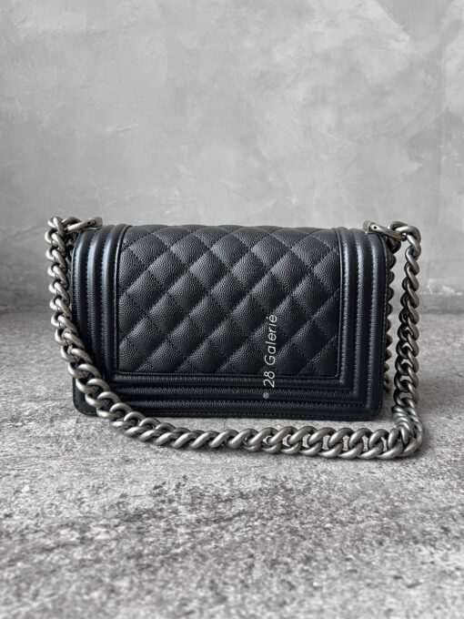 Chanel Small Black Le Boy in Caviar Leather with Aged Silver Hardware