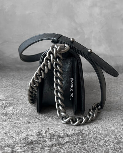 Chanel Small Black Le Boy in Caviar Leather with Aged Silver Hardware