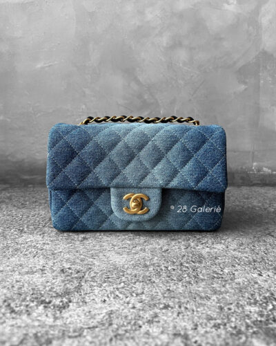 Chanel Washed Denim Mini Rectangular Flap in Gold Hardware