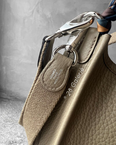 Hermes Beige Marfa Mini Evelyne 16 in Clemence Leather and Silver Hardware