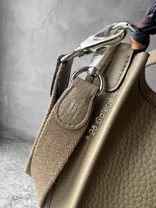 Hermes Beige Marfa Mini Evelyne 16 in Clemence Leather and Silver Hardware