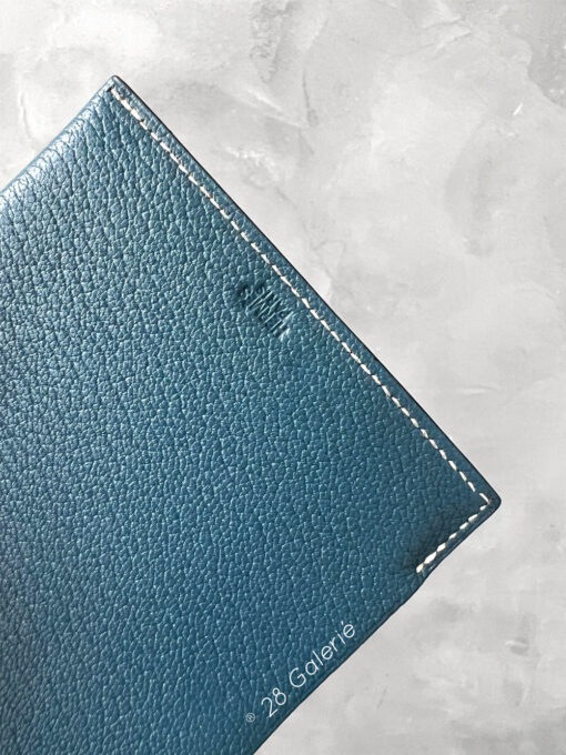 Hermes Blue Tarmac Passport Holder in Chevre Mysore Goatskin Leather