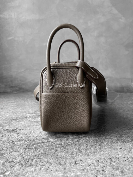 Hermes Etoupe Mini Lindy 20 in Clemence Leather and Gold Hardware