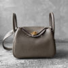 Hermes Etoupe Mini Lindy 20 in Clemence Leather and Gold Hardware