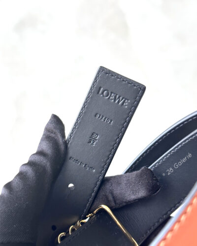 Loewe Gold Buckle Anagram Tan/Black S80 Belt