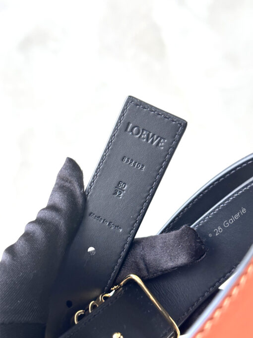 Loewe Gold Buckle Anagram Tan/Black S80 Belt