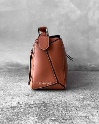 Loewe Small Tan Puzzle Bag in Calfskin Leather and Silver Hardware