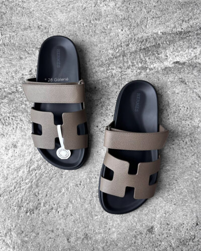 Hermes Etoupe Chypre Sandals in Epsom Leather