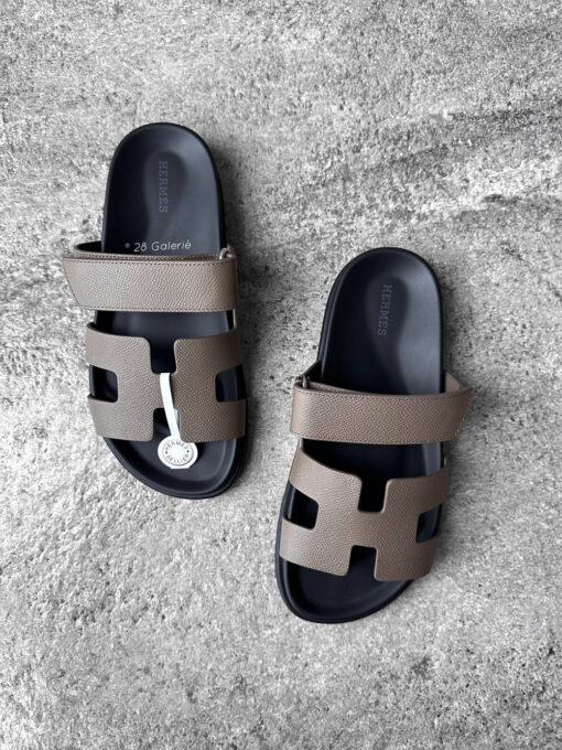 Hermes Etoupe Chypre Sandals in Epsom Leather