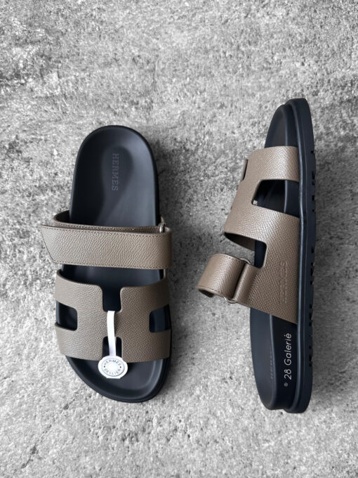 Hermes Etoupe Chypre Sandals in Epsom Leather