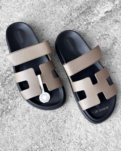 Hermes Etoupe Chypre Sandals in Epsom Leather