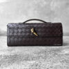 Bottega Veneta Fondant Andiamo Clutch in Calfskin Leather and Gold Hardware