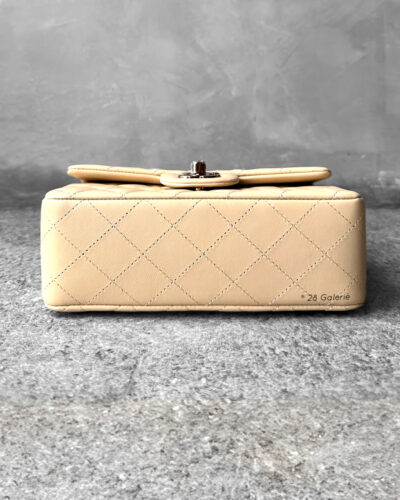 Chanel 24P Mini Classic Beige Rectangular Flap in Lambskin Leather and Rosegold Hardware