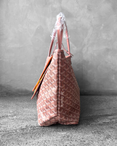 Goyard Pearly Coral Saint Louis PM Tote Bag in Goyardine Canvas/Chevroches Calfskin Leather