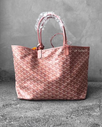 Goyard Pearly Coral Saint Louis PM Tote Bag in Goyardine Canvas/Chevroches Calfskin Leather