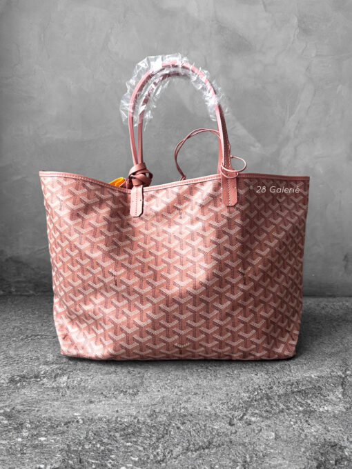 Goyard Pearly Coral Saint Louis PM Tote Bag in Goyardine Canvas/Chevroches Calfskin Leather