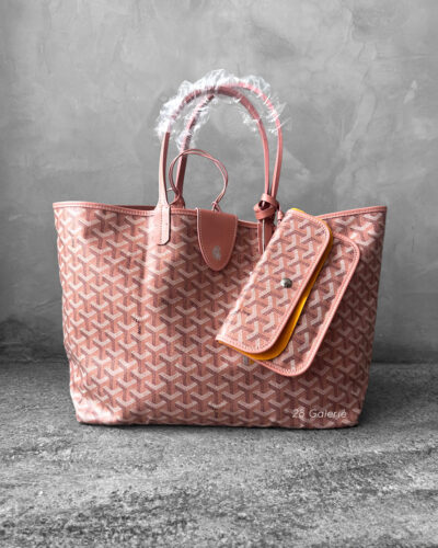 Goyard Pearly Coral Saint Louis PM Tote Bag in Goyardine Canvas/Chevroches Calfskin Leather