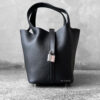 Hermes Black Picotin Lock 18 in Clemence Leather and Palladium Hardware