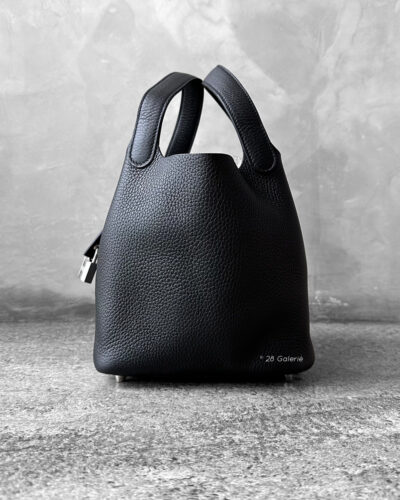 Hermes Black Picotin Lock 18 in Clemence Leather and Palladium Hardware