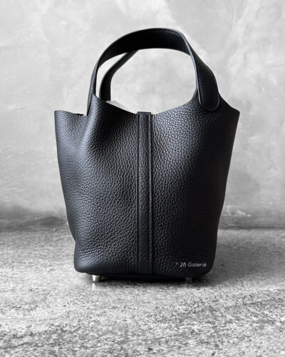 Hermes Black Picotin Lock 18 in Clemence Leather and Palladium Hardware