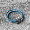 Hermes Bleu Jean T4 Tournis Tresse Bracelet and Silver Hardware