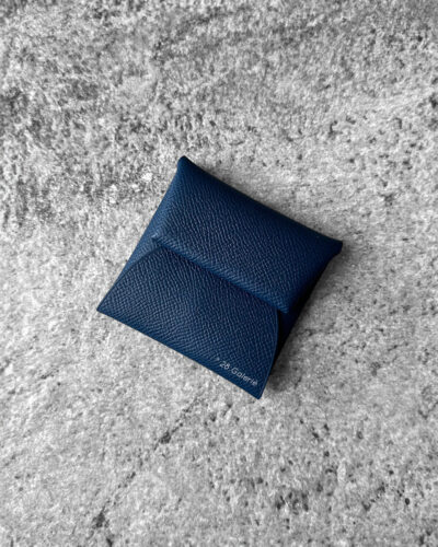 Hermes Bleu de Pursee/Vert Fizz Bastia Verso Change Purse in Epsom Leather