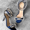 Mach & Mach Navy Blue Bow Round Toe Sandals