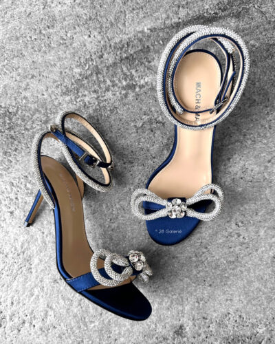 Mach & Mach Navy Blue Bow Round Toe Sandals