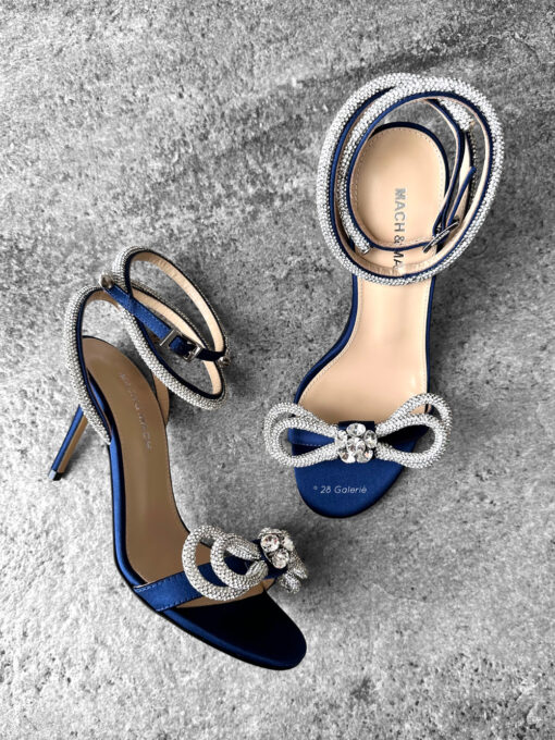 Mach & Mach Navy Blue Bow Round Toe Sandals