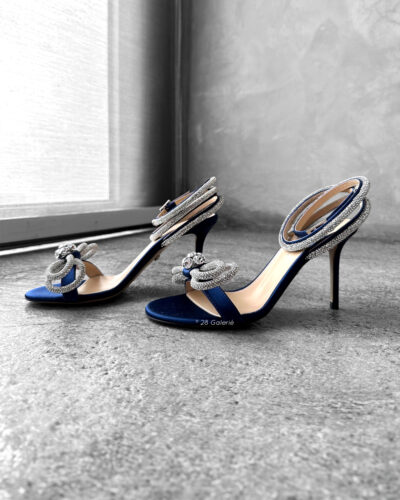 Mach & Mach Navy Blue Bow Round Toe Sandals