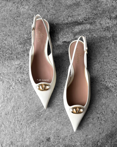 Valentino Garavani Ivory VLogo Moon 20 Embellished Leather Pumps in Calfskin Leather