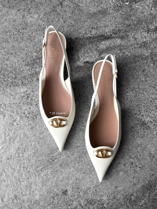 Valentino Garavani Ivory VLogo Moon 20 Embellished Leather Pumps in Calfskin Leather