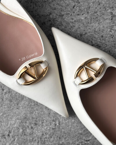 Valentino Garavani Ivory VLogo Moon 20 Embellished Leather Pumps in Calfskin Leather