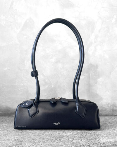 Alaïa Black Small Le Teckel Shoulder Bag in Goatskin Leather and Silver Hardware