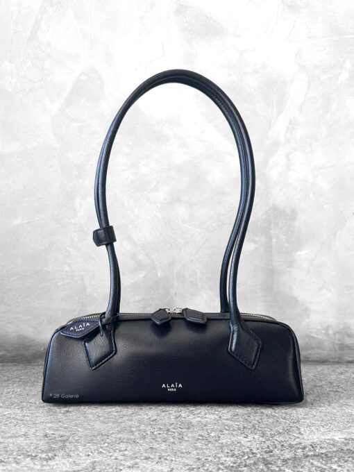 Alaïa Black Small Le Teckel Shoulder Bag in Goatskin Leather and Silver Hardware