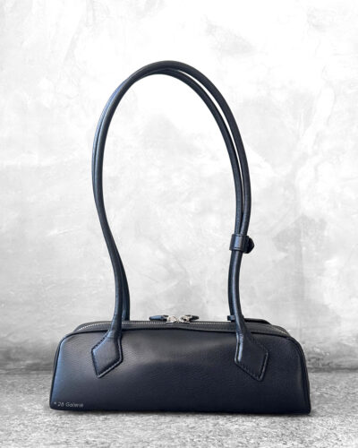 Alaïa Black Small Le Teckel Shoulder Bag in Goatskin Leather and Silver Hardware