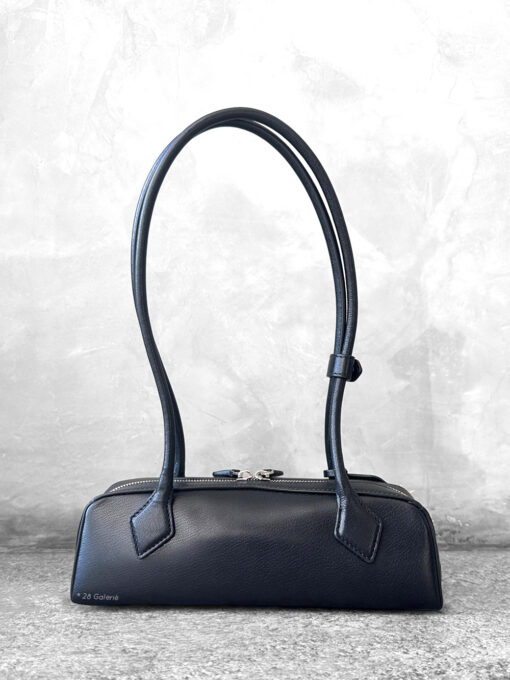 Alaïa Black Small Le Teckel Shoulder Bag in Goatskin Leather and Silver Hardware