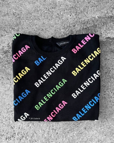 Balenciaga Multicolor Logo Crop Top Tee