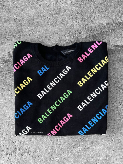 Balenciaga Multicolor Logo Crop Top Tee