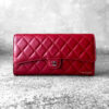 Chanel Red Organizer Clutch in Lambskin Leather and Silver Hardware