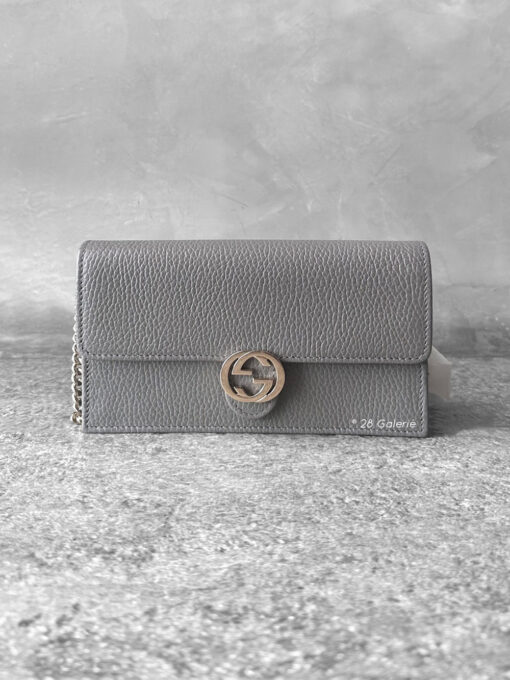 Gucci Gray Interlocking GG Logo and Silver Hardware